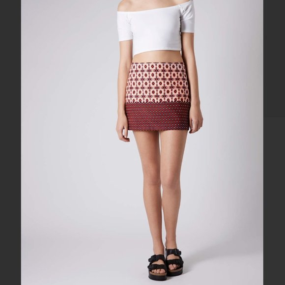 Topshop Dresses & Skirts - TOPSHOP Red tile border skirt 4